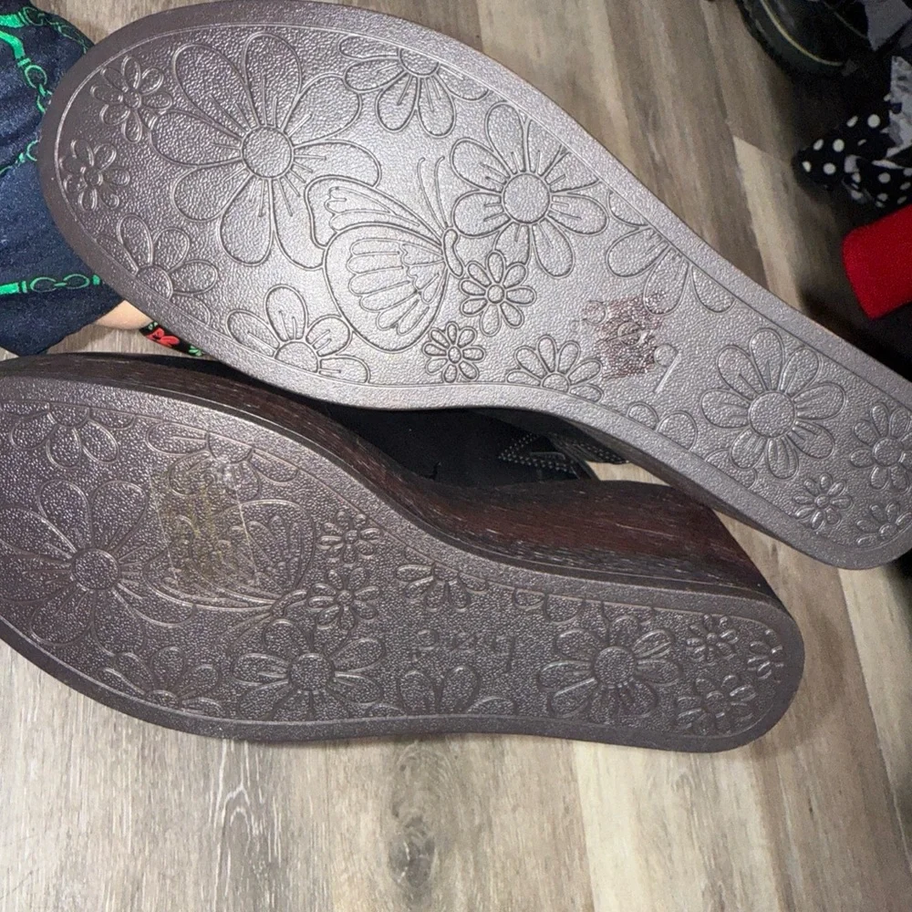 Born ankle strap wedge closed toe brown/black size 9M ankle strap womens leather - Picture 6 of 13